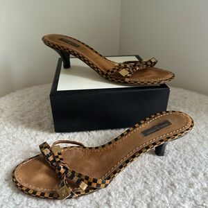 LV vintage patent leather checkered mules- sandals. Size 38.5